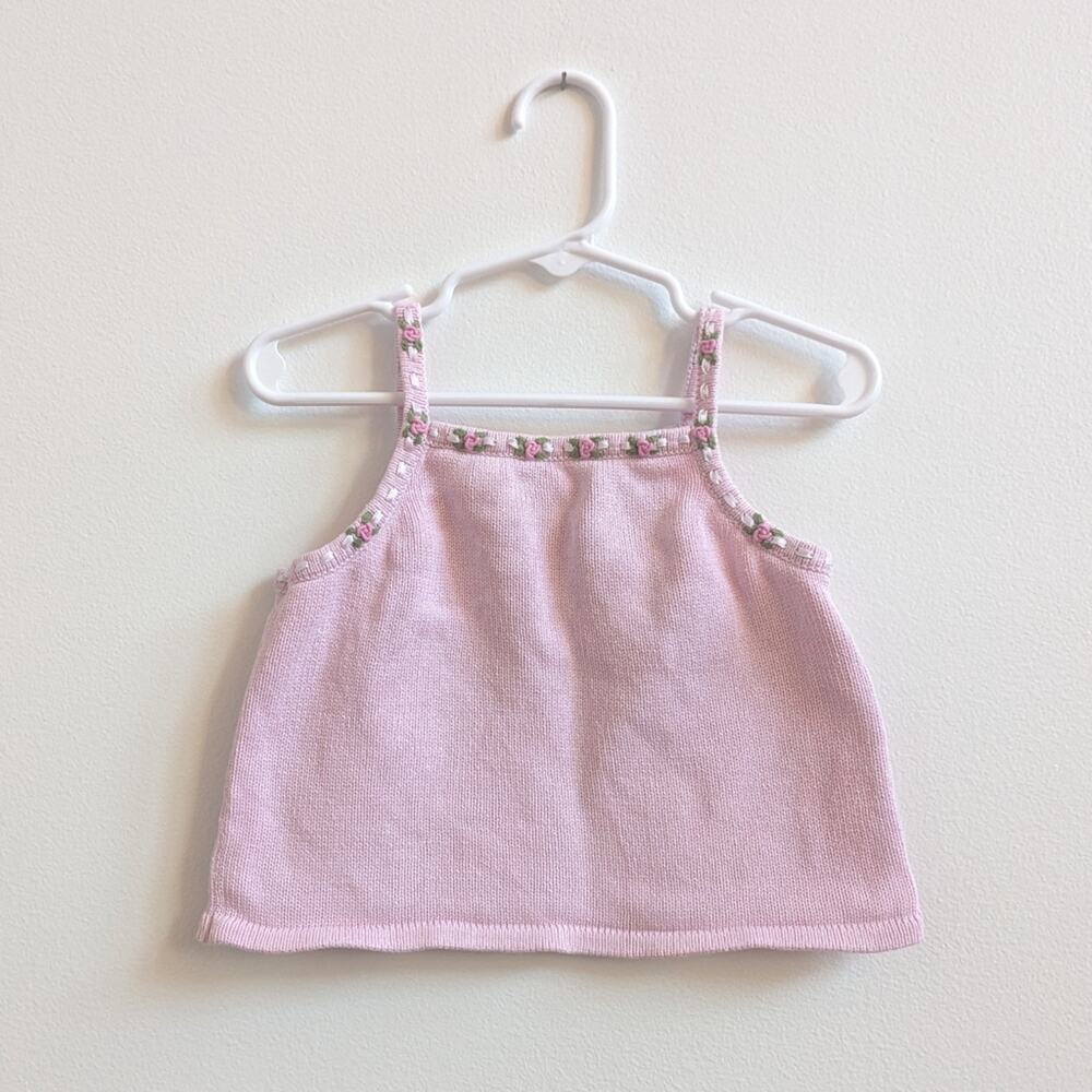Vtg 90s Gymboree Tank Top Girls Sz 2-3T Pink Knitted